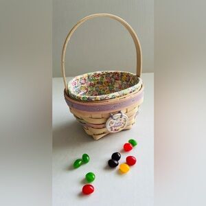 Longaberger Collector Easter Basket 2000 Pastel Liner Jelly Beans Pottery Tag
